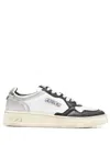 Autry Low Top Sneakers With Distressed Metallic Panelled Design In Multicolour