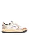 Autry 'super Vintage' White And Metallic Low Top Sneakers With Logo Detail In Multicolour
