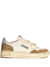 Autry Cognac Leather And Suede Low-top Sneakers In Neutral