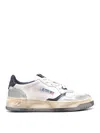 Autry White Logo Lace Up Sneakers In Silver
