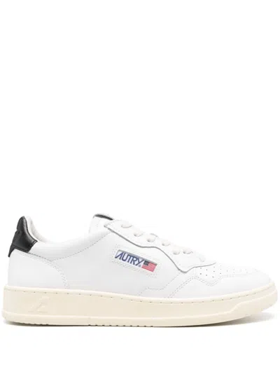 Autry Medalist Leather Low Sneaker With Micro-perforated Toe And Terry Lining In Metallic
