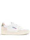 Autry Medalist Low Sneakers In Leather And Suede Color White And Covert Green In White
