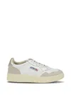 Autry White Medalist Low Powder Heel Suede-trim Leather Sneakers In White