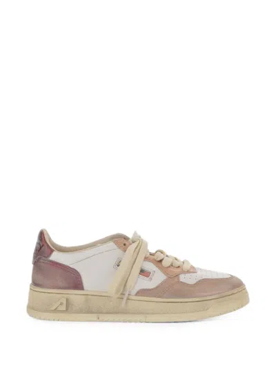Autry Leather Sneakers With Vintage Color-block Design And Logo Details In White