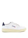 Autry 'medalist Low' White Sneakers With Navy Blue Heel Tab In White