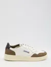 Autry Medalist Low Sneakers In Brown Suede And White Leather In White