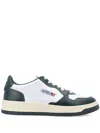 Autry Medalist Low Two Tone Sneakers In White And Mountain Green Leather In White