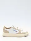 Autry 'medalist' White And Beige Low Top Sneakers With Logo Patch In White