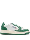 Autry White And Green Two-tone Leather Medalist Low Sneakers In White