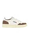 Autry Medalist Sneakers In White Leather With Brown Suede In White