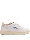 Autry White Medalist Low Sneakers In Leather With Snake Diamond Print In White