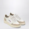 Autry Medalist Low Sneakers In White Leather And Rose Cannel Suede Shoes