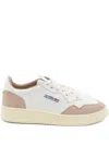 Autry Medalist Low Sneakers In White Leather And Rose Cannel Suede Shoes In Pink