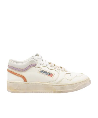 Autry Medalist Stripe Leather Sneakers In White