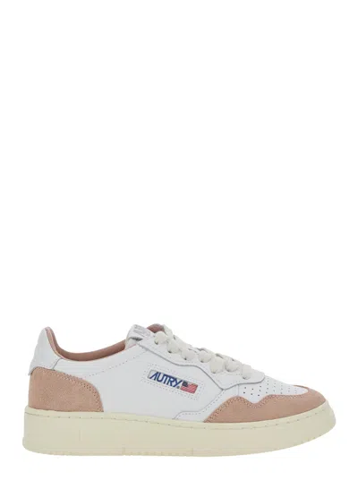 Autry Medalist Suede Low Top Sneaker With Logo Patch On The Tongue For Women In Pink