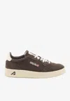 Autry Low-top Suede Sneakers With Rubber Sole And Lace-up Closure In Green