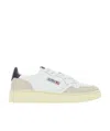 Autry 'medalist' White Low Top Sneakers With Beige Suede Details In White