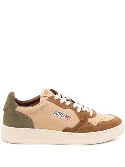 Autry Medalist Suede-panelled Lace-up Sneakers In Neutral