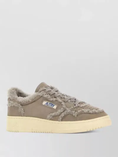 Autry Medalist Suede Sneakers Round Toe Rubber Sole In Gray