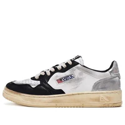 Autry Medalist Super Vintage Leather Low Sneakers 'white Black Silver'