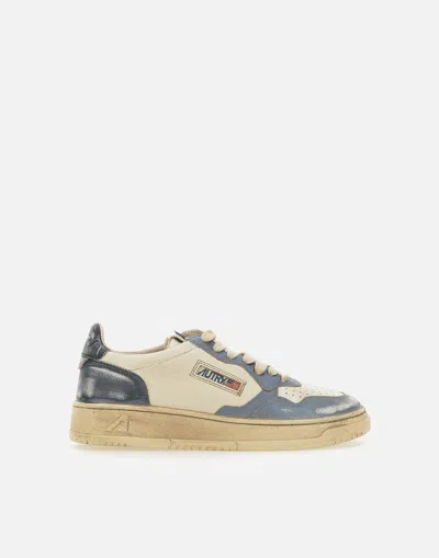 Autry Medalist Super Vintage Leather Sneakers In Neutrals