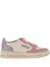 Autry Low-top Leather Sneakers With Vintage Effect In Multi