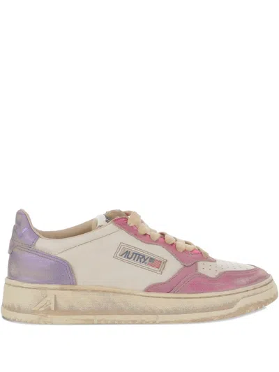Autry Medalist Super Vintage Leather Sneakers In Pink