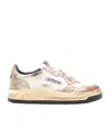 Autry 'super Vintage' White And Metallic Low Top Sneakers With Logo Detail In Nude