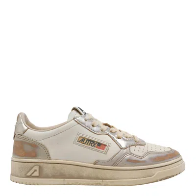 Autry White Low-top Sneakers With Perforated Design In Neutral