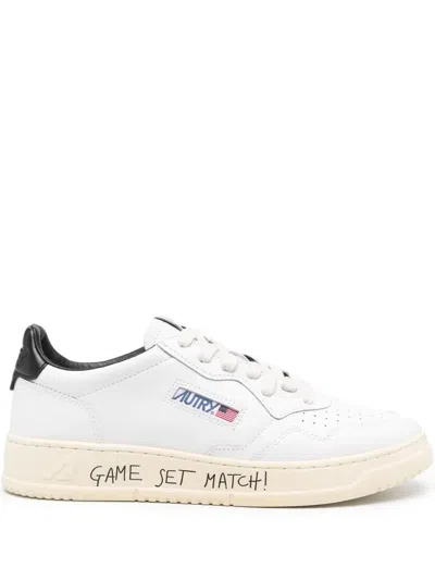Autry Medalist Trainer In White/black Leather And Suede
