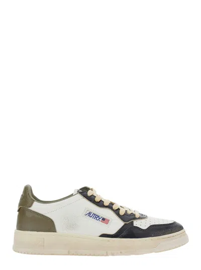 AUTRY MEDALIST LOW VINTAGE WHITE SNEAKERS WITH CONTRASTING HEEL TAB IN LEATHER MAN