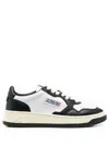 Autry 'medalist' White And Black Low Top Sneakers With Logo Patch