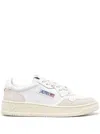 AUTRY 'MEDALIST' WHITE LOW TOP SNEAKERS WITH BLUE SUEDE DETAILS IN LEATHER WOMAN