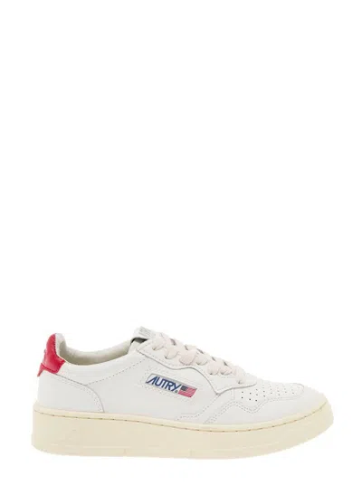 Autry 'medalist' White Low Top Sneakers With Contrasting Heel Tab