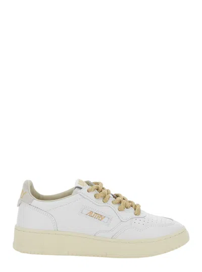 Autry Medalist White Low Top Sneakers With Lace-up Closure In Leather Woman