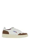 Autry Medalist Sneakers In White Leather With Brown Suede In White