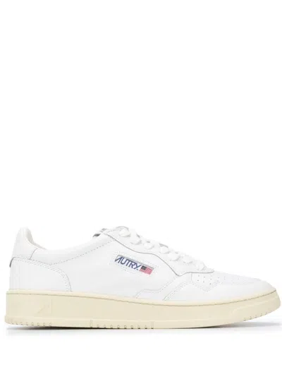 Autry Medalist White Low Top Sneakers With Logo Detail In Leather Man In Multi
