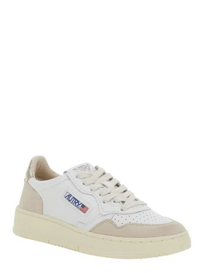 Autry 'medalist' White Low Top Sneakers With Logo Patch On Tongue And Side