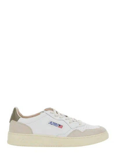 Autry 'medalist' White Low Top Sneakers With Suede Panels In Multi