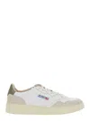 Autry Medalist Low Sneakers In Leather And Suede Color White And Covert Green In Multicolor