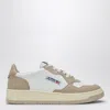 Autry 'medalist' White And Beige Low Top Sneakers With Logo Patch In White