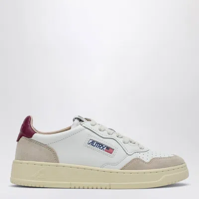 AUTRY MEDALIST WHITE/RASPBERRY LEATHER TRAINER