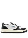 Autry 'medalist' White And Black Low Top Sneakers With Logo Patch