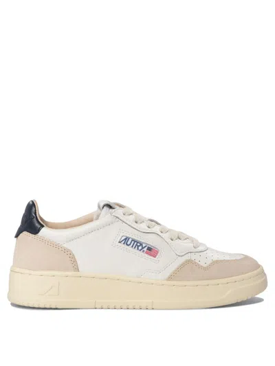 Autry Sneakers Medalist Low In Leather And Suede White And Blue Color In Multi