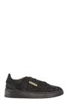 Autry Medalist Low Suede Trainers With Rhinestones In Black