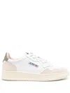 Autry Medalist Low Sneakers In Leather And Suede Color White And Covert Green In Grey