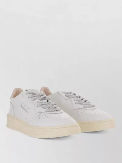 Autry Medialist Low Leather Sneakers Perforated Toebox In Multi