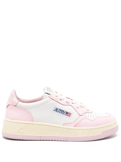 Autry Medialist Low Leather Sneakers In Pink