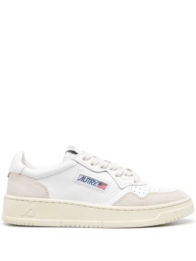 Autry Medalist White Low Top Sneakers With Blue Suede Details In Leather Woman