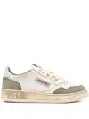 Autry Low Top Sneakers With Contrasting Leather Inserts In Neutral